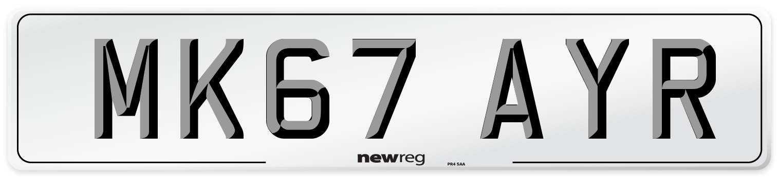 MK67 AYR Number Plate from New Reg